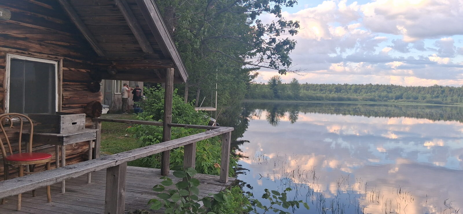 Cabin porch overlooking Molunkus Lake