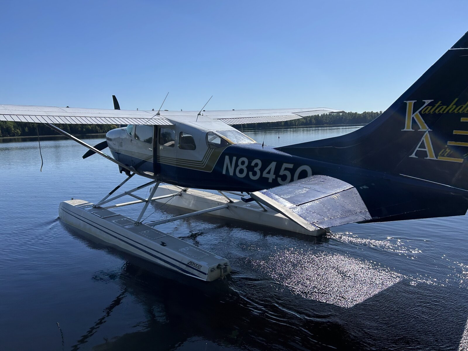 Katahdin Air seaplane at the camp dock